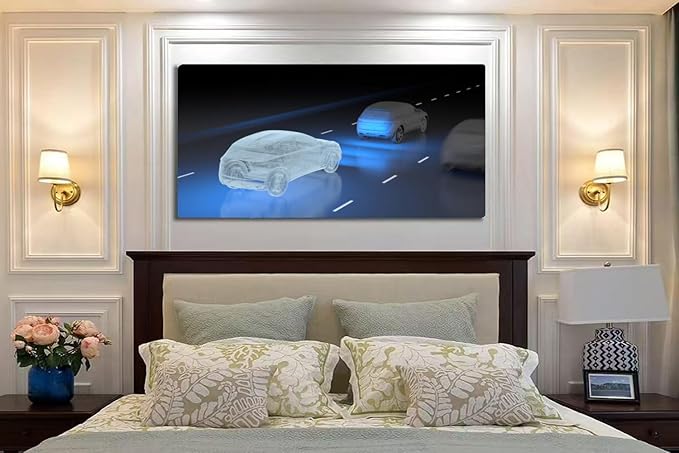 Wibinuki Wall Art Wall Decor Wall Paintings Autonomous vehicle technology for Living Room Bedroom Bathroom Home Decor Can Be Hung Directly 20"x 40"