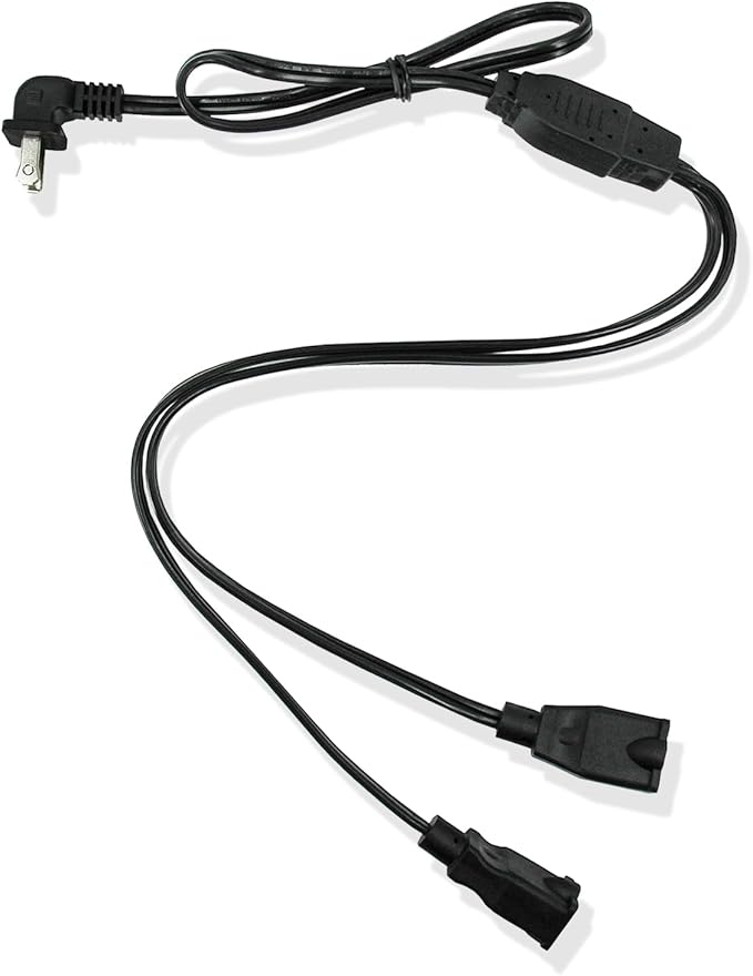 8.2Ft Power Splitter,2 Prong Extension Cord with 2 Outlets, 18AWG Male/Female Long Power Cable for Christmas Lights,Home Decor,Office,Indoor Extension Cord Splitter