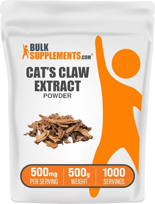 BulkSupplements.com Cat's Claw Extract Powder - Cat's Claw Supplement, Cats Claw Powder - Herbal Supplement, Gluten Free, 500mg per Serving, 500g (1.1 lbs) (Pack of 1)