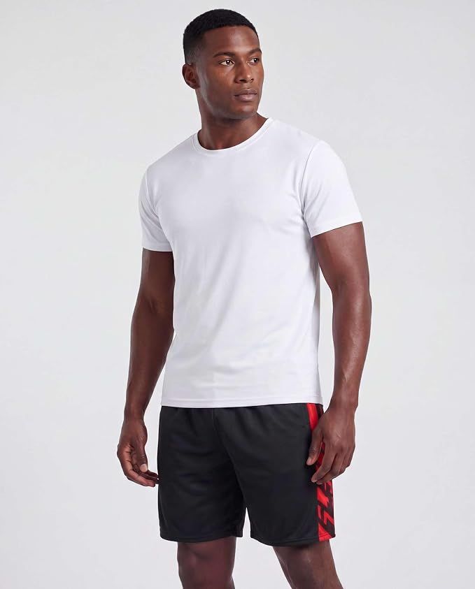 5 Pack Men's Mesh Shorts Athletic Basketball Sports Gym Workout Pockets | Cooling Moisture-Wicking, 9", Long, Quick-Dry, Breathable, Elastic Drawstring Waistband. Running, Exercise, Soccer, Training.