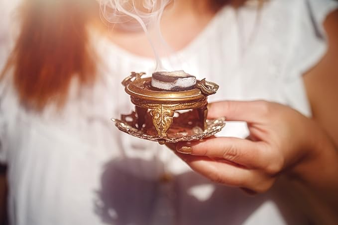 Mamoul Dahab 80g Oud Incense (Pressed Resin Disks) | Use with Bakhoor Charcoal (Carbon para) or Electric Bukhoor Burner Mabkhara Set | Meditation Decor & Stress Relief Arabian Home Fragrance