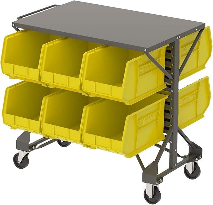 Akro-Mils 30260 AkroBins Plastic Storage Bins, Space-Saving Stackable Bins for Garage, Pantry, Craft Organization, 18-" x 11-" x 10-", Yellow, 6-Pack