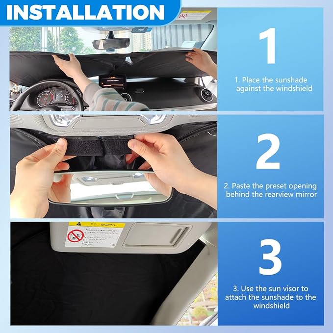Car Windshield Sun Shade Compatible with Toyota RAV4 2019-2025,Oxford Cloth Sun Shade for Car Windshield with Foldable Design,Windshields Cover Suns Shades for Blocking Heat with Storage Bag