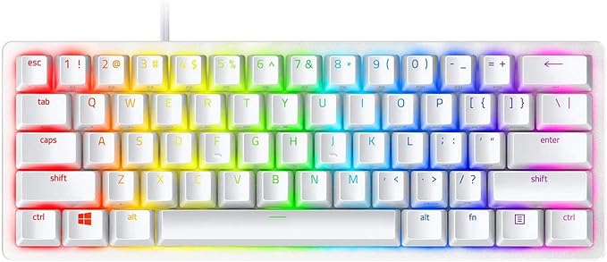 Razer Huntsman Mini 60% Gaming Keyboard: Fast Keyboard Switches - Clicky Optical Switches - Chroma RGB Lighting - PBT Keycaps - Onboard Memory - Snap Tap - White