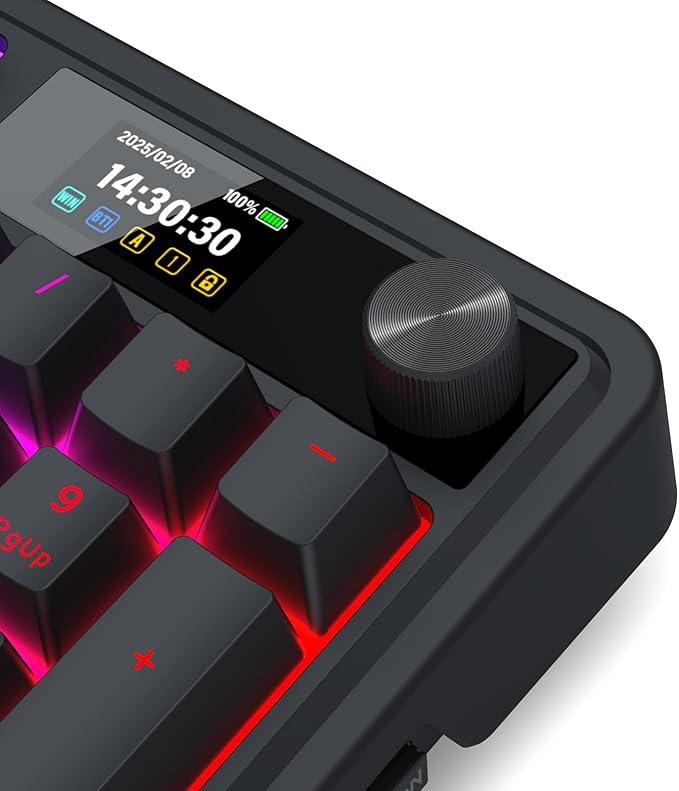 Redragon K719 PRO Wireless 95-Key Gasket Gaming Keyboard, TFT Screen & Knob | Easy-Control LED Info Display, 0-Delay Tri-Mode, Cushioned 5-Layer Noise Dampening for Creamy Thocky Sound, Practical 95 keys