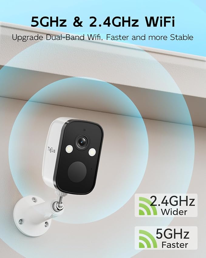 2K Solar Security Cameras Wireless Outdoor, 5G/2.4G Dual WiFi | Powered by Sun Rechargeable Battery Backup, Color Night Vision, PIR AI Motion Detection, 2 Way Talk, IP66, Works with Alexa