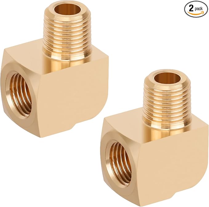 2pcs 1/8??Brass Fittings 90 Degree Barstock Street Elbow 1/8" NPT Male Pipe to 1/8" NPT Female Pipe Elbow Forged Brass Pipe Fittings