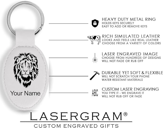 LaserGram Oval Keychain, Off Road Racer, Personalized Engraving Included (White)