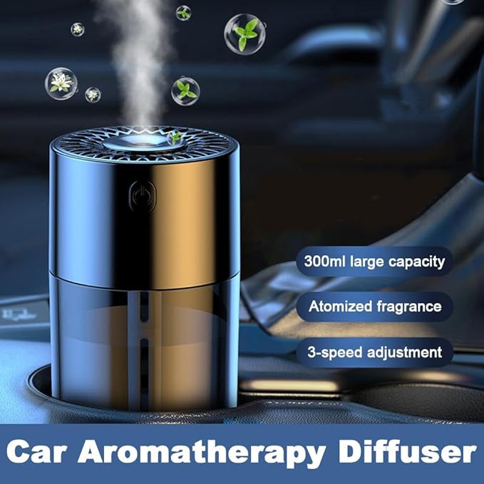 Car Humidifier, Car Diffuser, 300ml Car Diffusers for Essential Oils, Smart Car Air Freshener Diffuser, USB Cool Mist Humidifier Diffuser, 7-LED Color Changing, for Car Home Office Bedroom (Ocea)