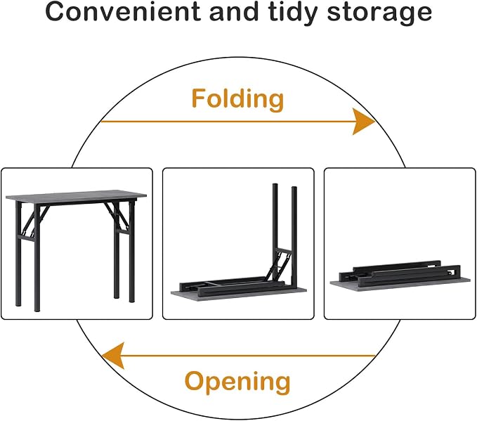 Need Small Computer Desk 31.5 Inch Folding Home Office Table Slate Ash | Black Frame Writing Gaming Work Table/Sturdy Foldable Study Table for Small Space/Dormitory, No Assembly Required
