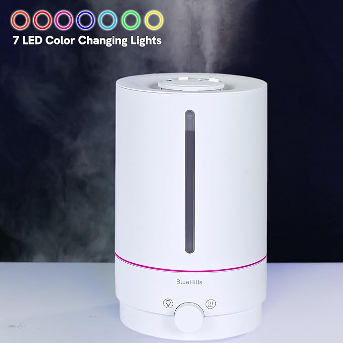 BlueHills Premium Set of Two Large 5000 ML XL and 2000 ML Essential Oil Diffusers Humidifier Combo for Large Room Home with Décor LED Lights Great Gift – Value Pack of White and Dark Wood Grain