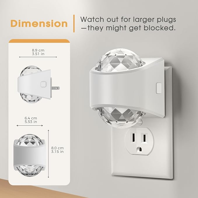 Night Light,Night Lights Plug into Wall,LED Projector Night Light | Soft White 3000K, Dimmable Brightness Dusk to Dawn Nightlight for Kids, Nursery, Bathroom, Home Decor, Gaming Room, 2 Pack
