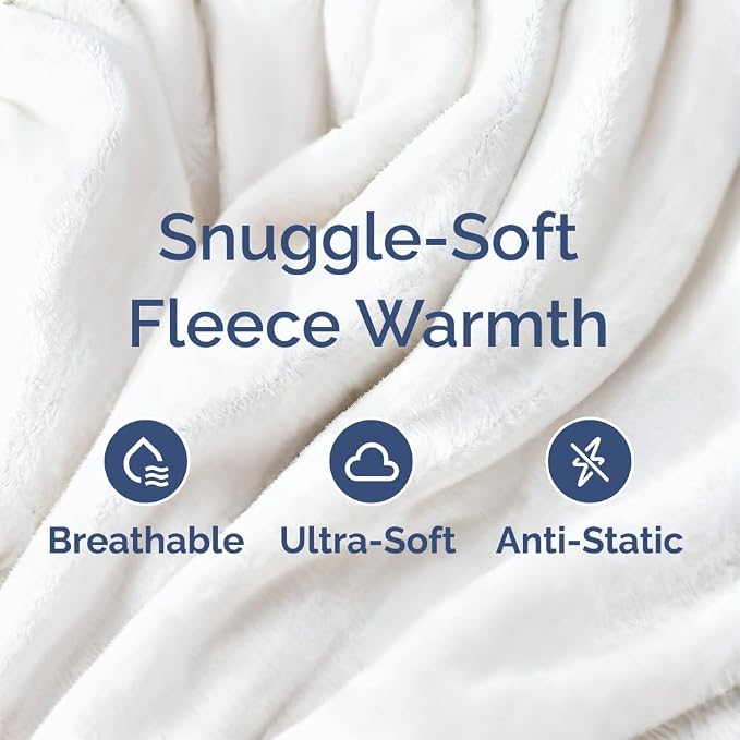 Fleece Blanket Throw XL Size - Ultra-Soft Flannel Fleece Blanket - White | Soft, Warm, Outdoor Picnic Blanket for Camping, Travel, Lightweight, Cozy, Anti-Static, Home Decor Gifts for Men & Women