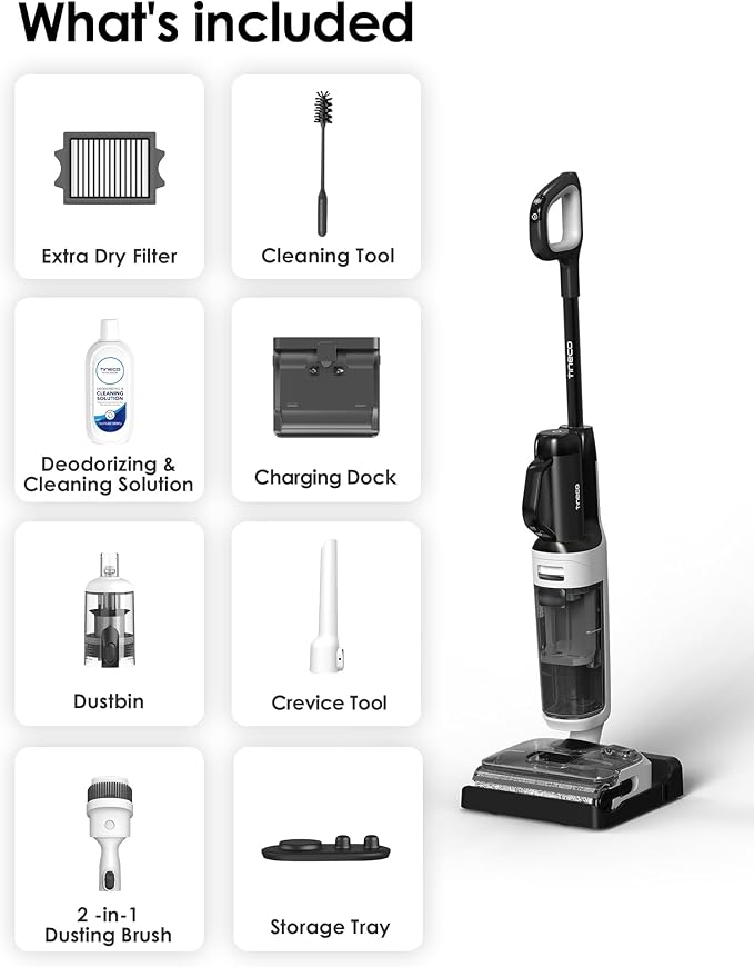Tineco Wet Dry Vacuum Cleaners, Floor One Switch i5 Stretch Breeze 2-in-1 Cordless Vacuum for Multi-Surface, 20KPa Powerful Floor Cleaner Mop with Long Runtime