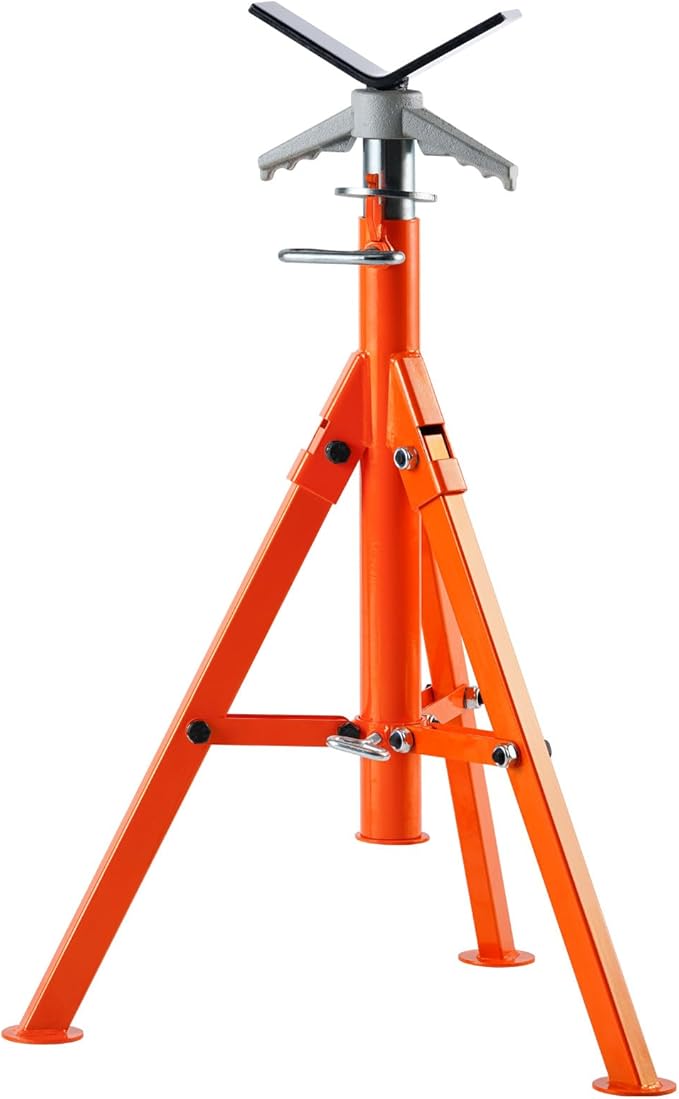 VEVOR Pipe Stand, 2500LBS Heavy Duty Pipe Jack Stands, 27.2"-52" Height Adjustable V Head Pipe Stand, 45# Steel Folding Jack Stand for 1/2-12 inches Pipes