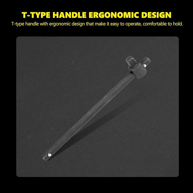 Walfront Sliding Wrench Breaker Bar T Handle Socket Wrench Heavy Duty Steel With Ergonomic Design (3/4", 1777g/62.7oz)