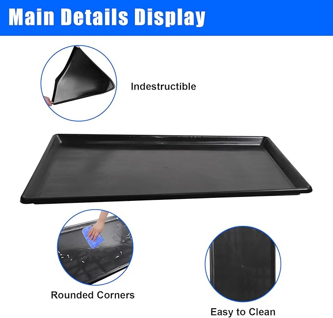 6 Pack Extra Large Oil Drip Pan, 35.4 x 24 x 1.6 in Oil Change Drain Pan, Plastic Oil Drip Tray for Under Car, Oil Catch Pan Tray for Garage, Fridges, Washing Machines, Cat Litter Box Bottom