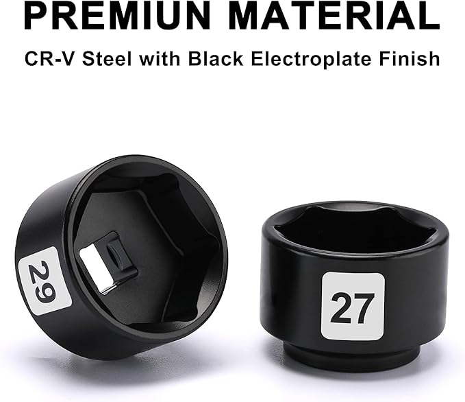 Mayouko 7 Pieces 3/8" Drive Low Profile Oil Filter Wrench Socket Set, Oil Filter Cap Remove and Install Tool Kit, 24mm, 25mm, 27mm, 28mm, 29mm, 32mm, 36mm, CR-V