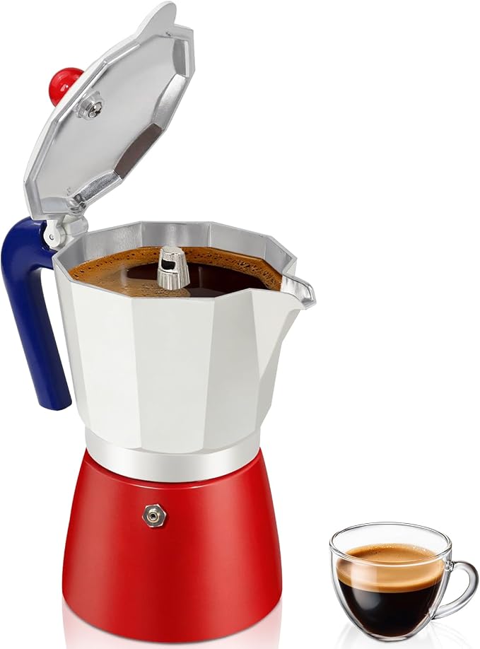 Coffee Maker Stovetop Espresso Maker 3 Cup Aluminum Moka Pot Percolator 5oz 150ml Easy Brewing for Electric Ceramic Stoves Home Camping Italian Cuban Café Classic Sip Sized