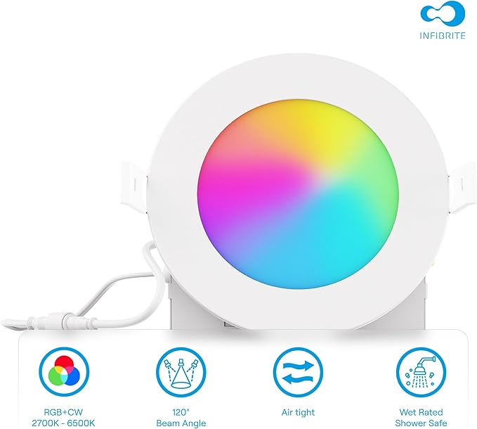INFIBRITE 4 Inch WiFi Smart 9W 810LM Recessed LED Ceiling Light, Alexa/Google, Wet Rated (24 Pack)