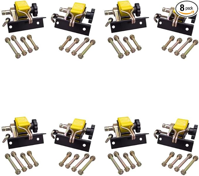 Mytee Products 4 Pack 1-1/2"x7' Yellow Ladder Rack Ratchet Straps with J-Hook (Pair) - 500 lbs Square Tube Mount - Retractable Ratchet Tie Down Strap for Roof Rack