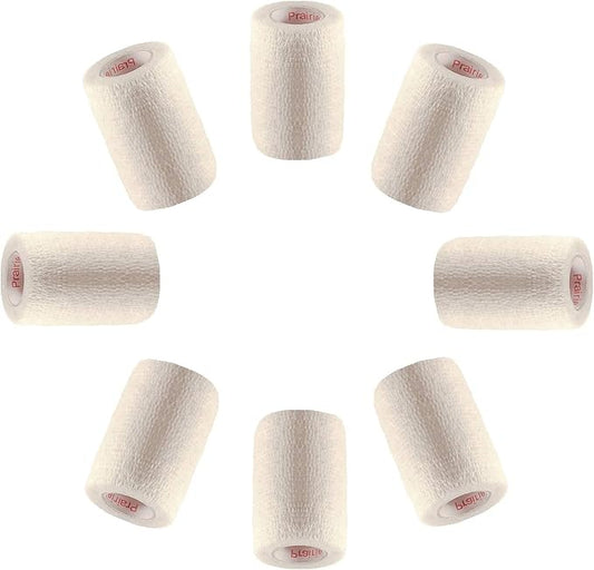 3 Inch Vet Wrap Tape Bulk (White) (Pack of 6) Self Adhesive Adherent Adhering Flex Bandage Grip Roll for Dog Cat Pet Horse