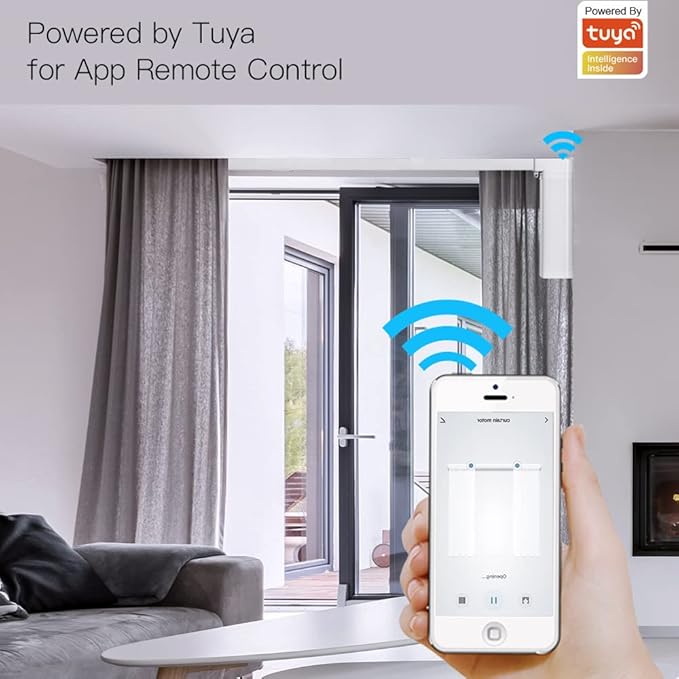 Automatic Curtain Opener,S Folding Electric Smart Curtains System,Motorized Curtains Rod with Remote & Timed,Compatible with Alexa/Google Home (WiFi Motor, 6M (236.3in) Track)