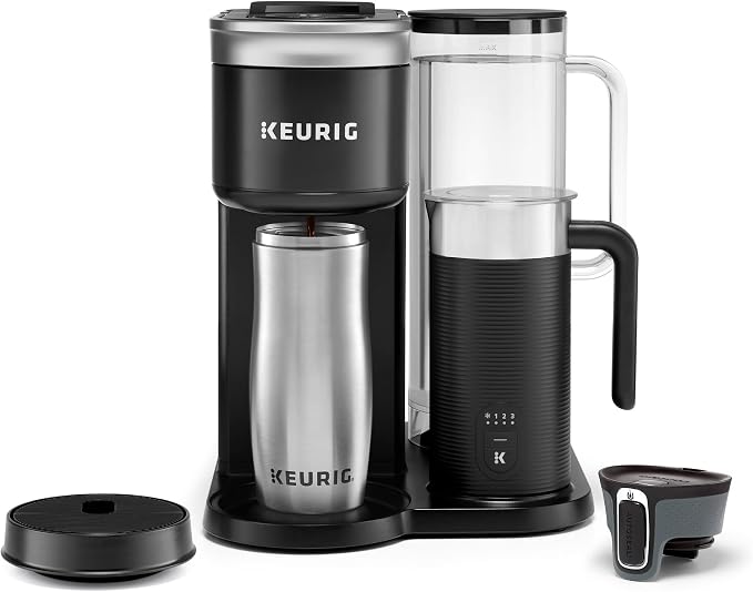 Keurig K-Café SMART Single Serve Coffee Maker with WiFi Compatibility, Latte and Cappuccino Machine with Built-In Frother, 6 Brew Sizes, Black | WIFI Brewid Smart Brewing, Built-in Milk Frother for Lattes and Cappuccinos, 6 Brew Sizes, K-Cup Pod Compat...