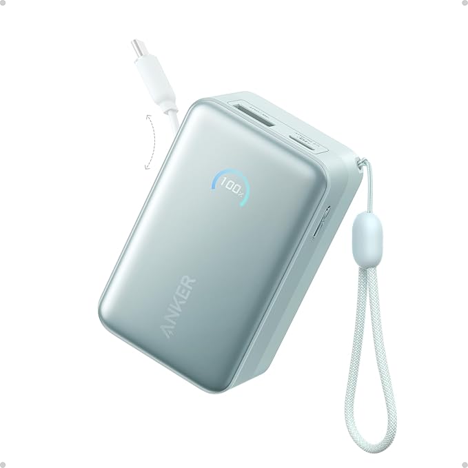 Anker Nano Power Bank, 45W 10,000mAh Portable Charger, iPhone Battery Pack | Built-In Retractable USB-C Cable, for iPhone 17 / 16 Series, iPad, Galaxy, Pixel, and More, Compact Travel Design