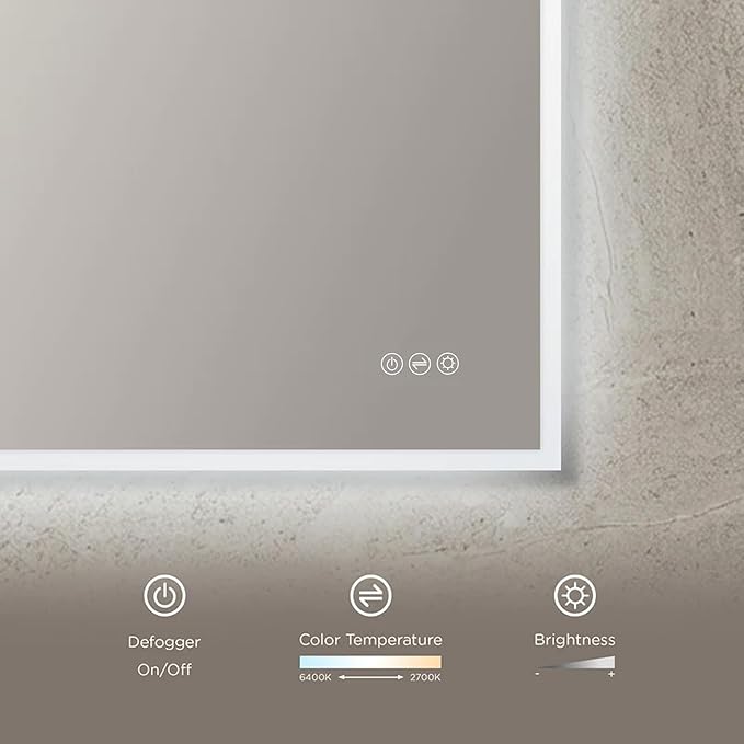 Blossom 36"X36" LED Bathroom Mirror with Lights, Front Lit and Backlight, Stepless Dimmable, Anti-Fog, Shatter-Proof Tempered Glass, Memory, 3 Colors Lighting Bathroom Mirrors for Vanity