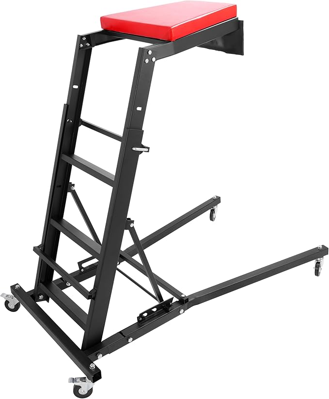 HECASA Top Automotive Creeper Easily Access Repair Engines, 50"-67" Adjustable and Foldable with 4 Swivel Caster Wheels 400LBS Weight Capacity Black Powder Coated Steel