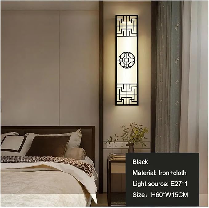 Chinese Style Bedroom Wall Lamp Strip Shaped Zen Background Wall Bedside Lamp Living Room Hallway Stairs Hotel Lighting,Wall Lamp