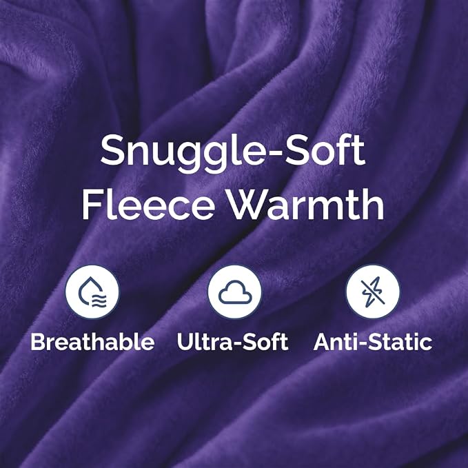 Fleece Blanket Kids Size - Ultra-Soft Flannel Fleece Blanket - Purple Haze | Soft, Warm, Outdoor Picnic Blanket for Camping, Travel, Lightweight, Cozy, Anti-Static, Home Decor Gifts for Men & Women