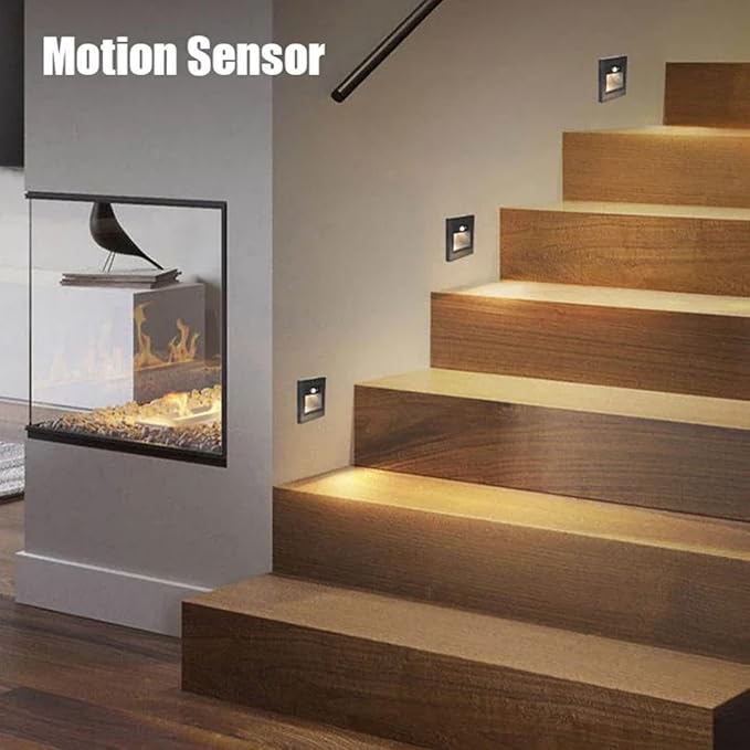 4 Pack Recessed Motion Sensor Light Indoor Outdoor Step Light Lamp Sensor Intelligent Wall Light for Hallway, Kitchen, Hallway, Bedroom, Bathroom, Stairs