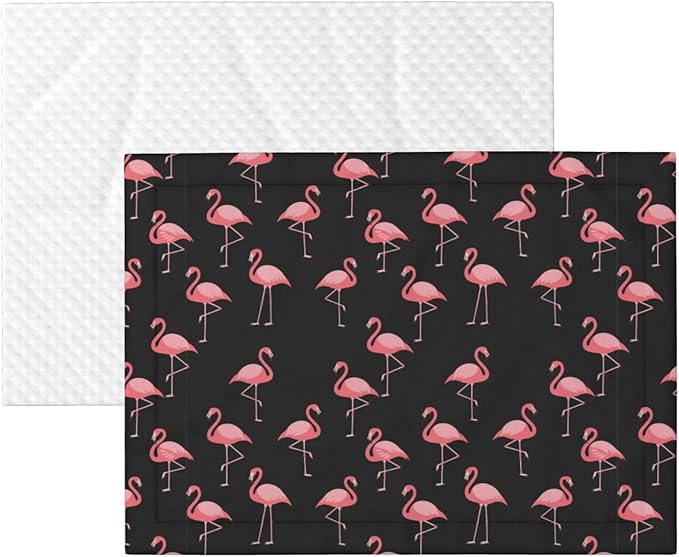 Double Sided Pet Mat for Dog Bed Topper Cat Blanket Furniture Protector, Pink Flamingo, Reversible Plush with Tactile Dot Pattern for Style Change