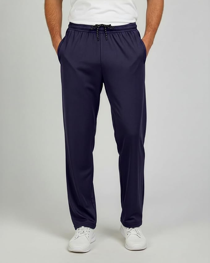 3 Pack Men's Mesh Open Bottom Sweatpants Active Athletic Workout Gym Pocket | Available in Big & Tall, Uncuffed, Elastic Waistband, Drawstring, Straight Leg, Running, Jogging, Exercise, Training, Sports