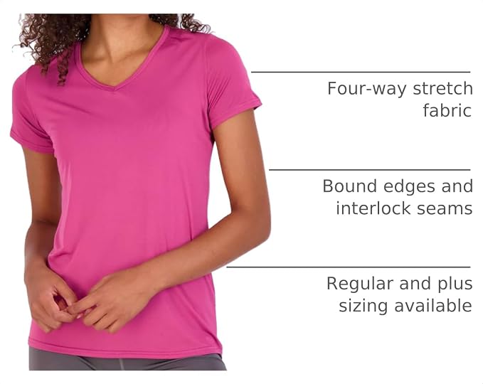 5 Pack Women's Dry Fit V Neck Workout Tops T Shirts Athletic Gym Yoga Tees | Available In Plus Size, Cooling Moisture-Wicking, Short Sleeve, Quick-Dry, Fitness, Stretch, Exercise, Running, Hiking