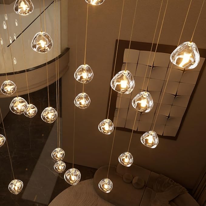 LED Chandeliers for Living Room Rectangular Light Dining Room Light Dimmable High Ceiling Pendant Lights Fixtures Lighting Chandelier for Foyer Entryway 2700K 6000K Lighting Large