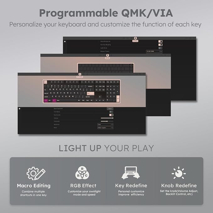 RK ROYAL KLUDGE R87 Pro Wired Mechanical Keyboard with Hot Swappable Knob 75% RGB Backlit Gaming Keyboard 88 Keys TKL Gasket Mounted with QMK/VIA and Linear Creamy Switch
