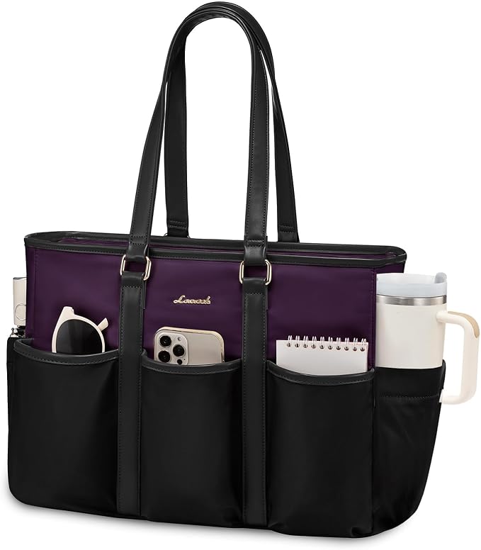 LOVEVOOK 17 Inch Laptop Tote Bag for Women Work, Teacher Tote Nurse Bag, Professional Utility Computer Bag For Work/Travel/College/Daily, Large Purse Handbag With Multi Pockets & Top Zipper