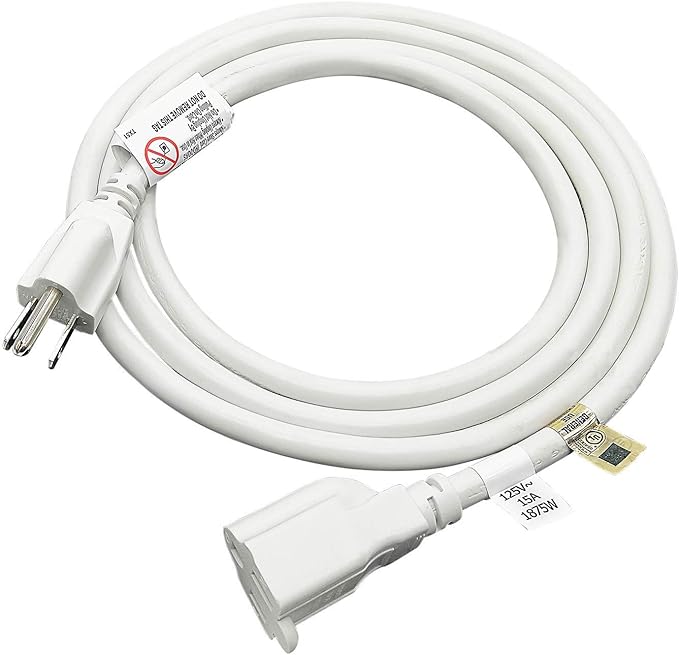 FIRMERST 1875W Heavy Duty Extension Cord 6 Feet 14 AWG 15A White