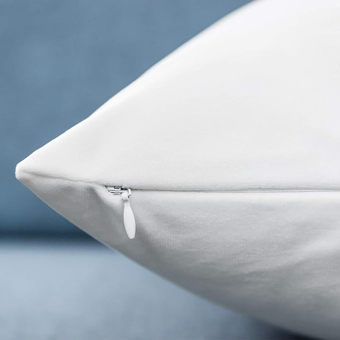 JUSPURBET 28x28 Decorative Velvet Throw Pillow Covers Cases Set of 2,White | Cozy Soft Euro Cushion Covers with Hidden Zipper for Couch Sofa Bed Living Room Bedroom Home Decor