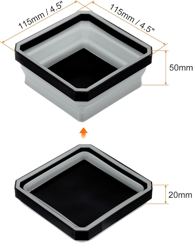HARFINGTON Collapsible Magnetic Parts Tray Foldable Tool Trays Square Small Metal Parts Organiser for Fixing Screw Bolts Nuts Washers Pins, Grey