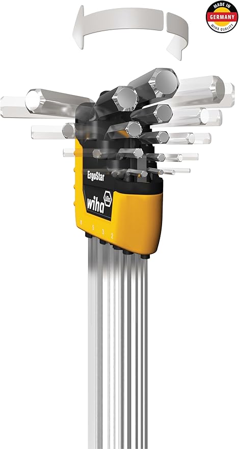 Wiha 66992 MagicRing Ball End Hex L-Key Set, 22 Piece, Inch & Metric, Free-Hand Grip, Hardened Tool Steel