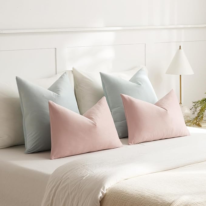 Throw Pillow Covers 22x22 Light-Blue: Pack of 2 Cozy Soft Velvet Square Modern Luxury Decorative Throw Pillow Cases for Sofa Couch Living Room Bed Home Decor