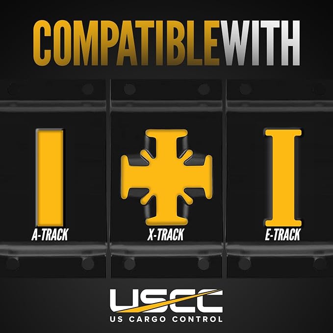 US Cargo Control E Track Straps 2" x 16' (2-Pack), 4,400 LBS Break Strength, Gray Heavy Duty E Track Ratchet Straps with 4' Fixed End and Spring E-Fittings, Logistic Tiedowns for Box Trucks, Vans