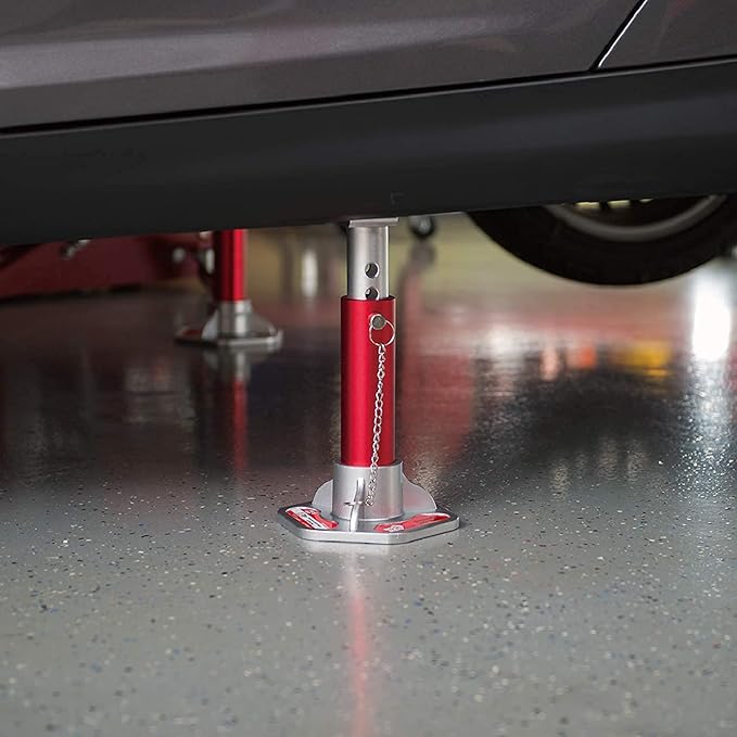 Big RED T43004-1 Torin Aluminum Jack Stands with Locking Support Pins: 3 Ton (6,000 lb.) Capacity, Red/Silver, 1 Pair