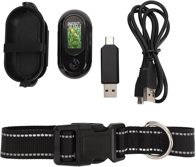 SUNGOOYUE Pet Collar Camera, 1080P HD Video Recording Adjustable Angle View with Back, for Dogs Cats Indoor Outdoor Travel Adventure (32GB)