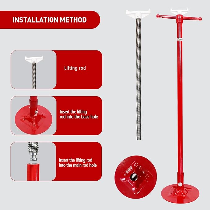 UnderHoist Support Stand, 3/4 Ton Capacity, Under Hoist Jack Stand Car Support, Lifting from 53.5 to 79.9 in,12 Inch Diameter Base, Self-Locking Threaded Screw, Heavy Duty Support Vehicle Components