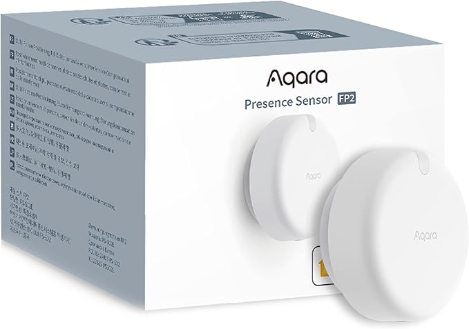 Aqara Presence Sensor FP2, mmWave Radar Wired Smart Motion Sensor, Zone Positioning, Multi-Person & Fall Detection, Supports HomeKit, Alexa, Google Home, and Home Assistant, 2.4 GHz Wi-Fi Required